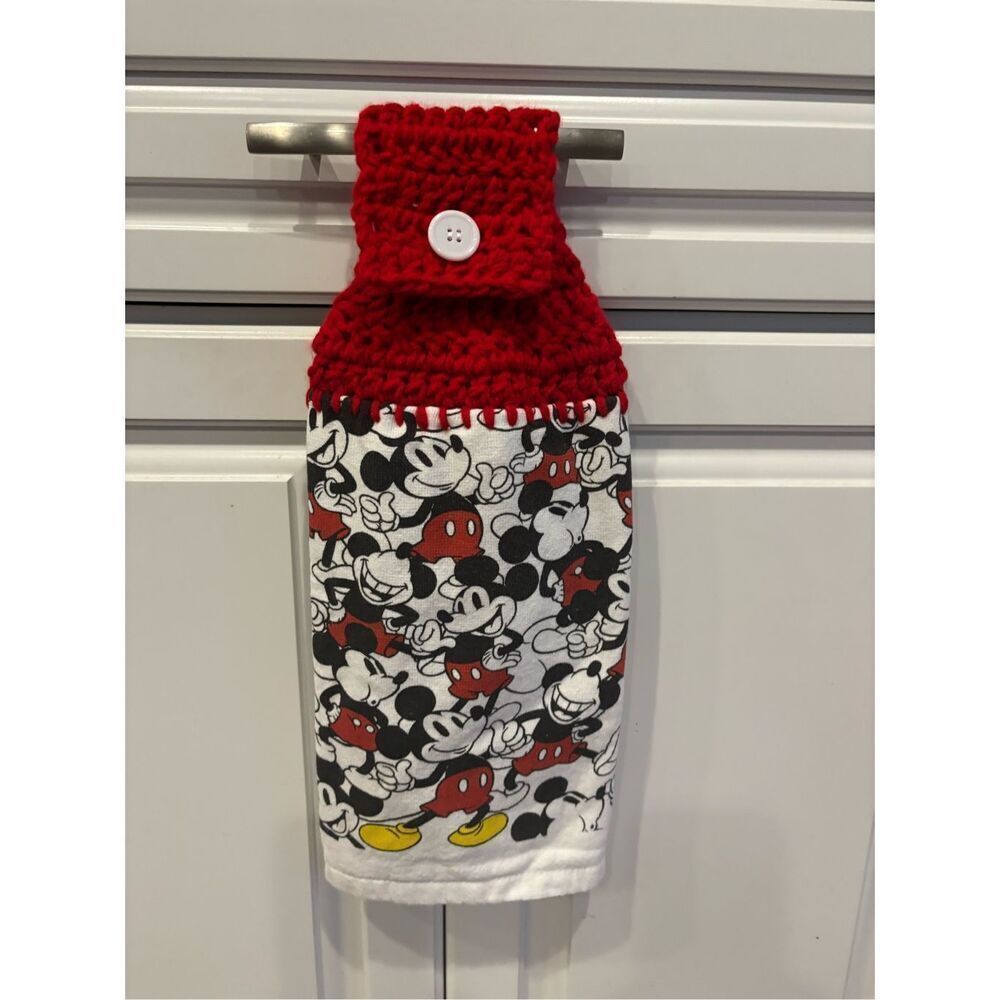 Crochet Top Kitchen Towel-Lots of mickeys